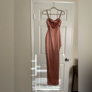 Elegant Rose Gold Satin Dress